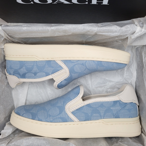 Coach Wells Signature Slip On Sneaker In Chambray Size 7 - Picture 1 of 12